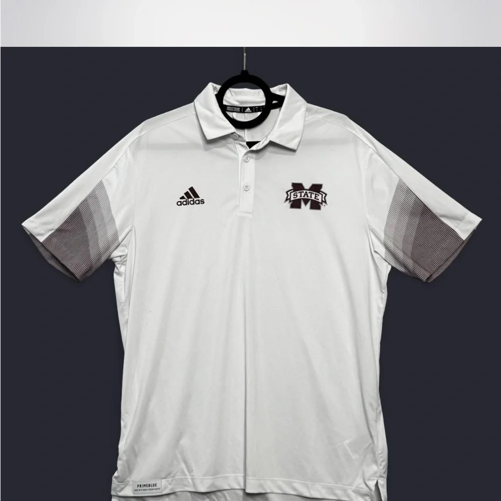 Adidas Mens L Mississippi State Bulldogs AEROREADY Polo Shirt NCAA Sporty Preppy